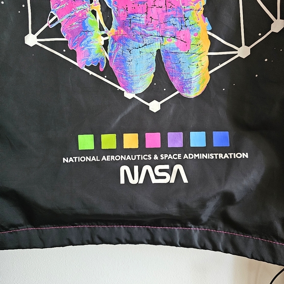 NASA Pink Green Neon Colorblock Windbreaker Pullover by Chemistry – Size L - Picture 12 of 16